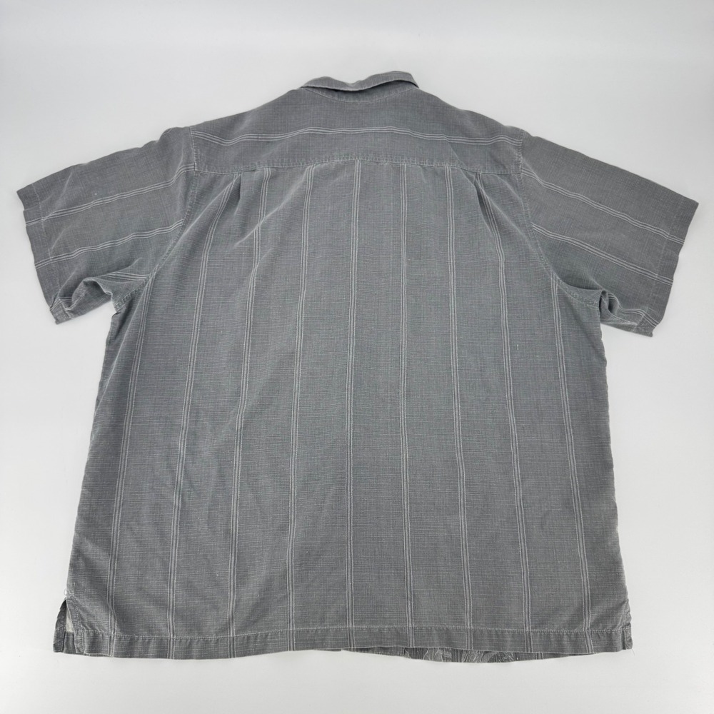 Tommy Bahama Mens XXL Silk Grey Floral Jacquard Striped Short Sleeve Camp Shirt - Picture 3 of 8